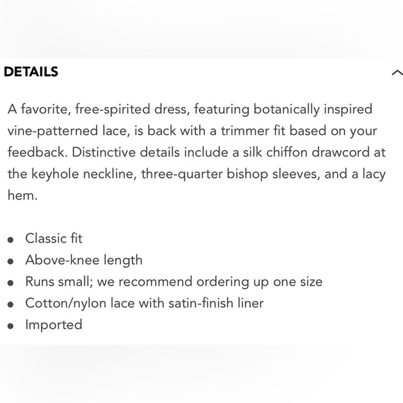 Garnet Hill Boheme Easy Lace Dress size 10 - Picture 13 of 13